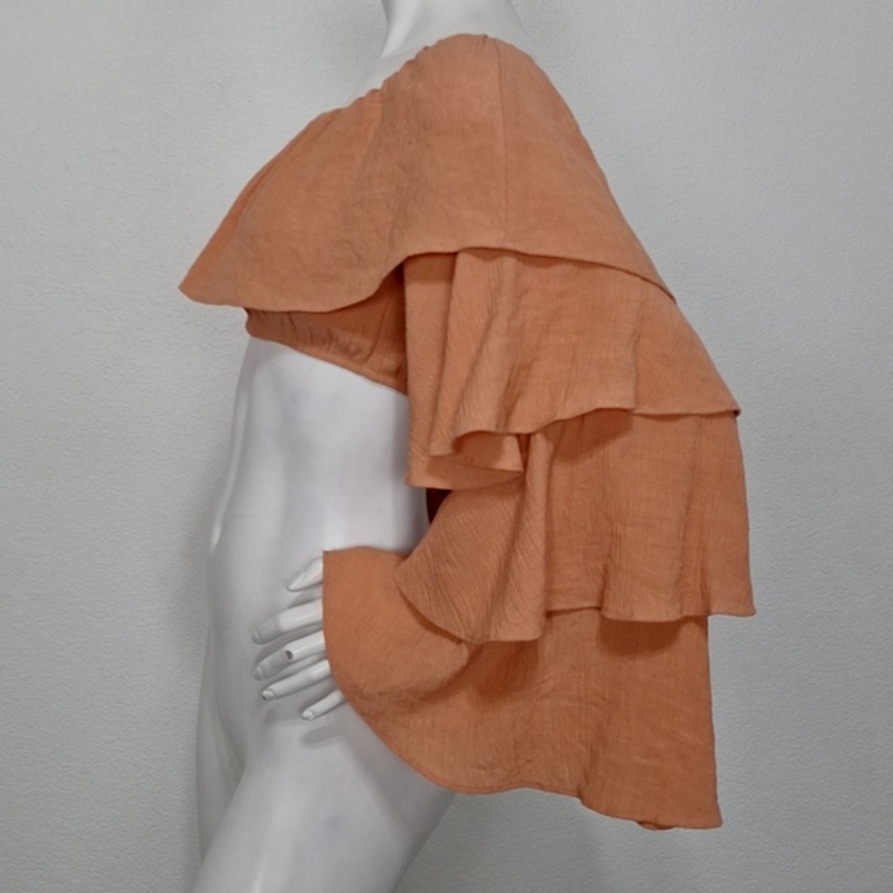 Skylar Rose NEW Coquette Cottagecore Wide Sleeve Off-Shoulder Ruffle Crop Top- L - Picture 5 of 14